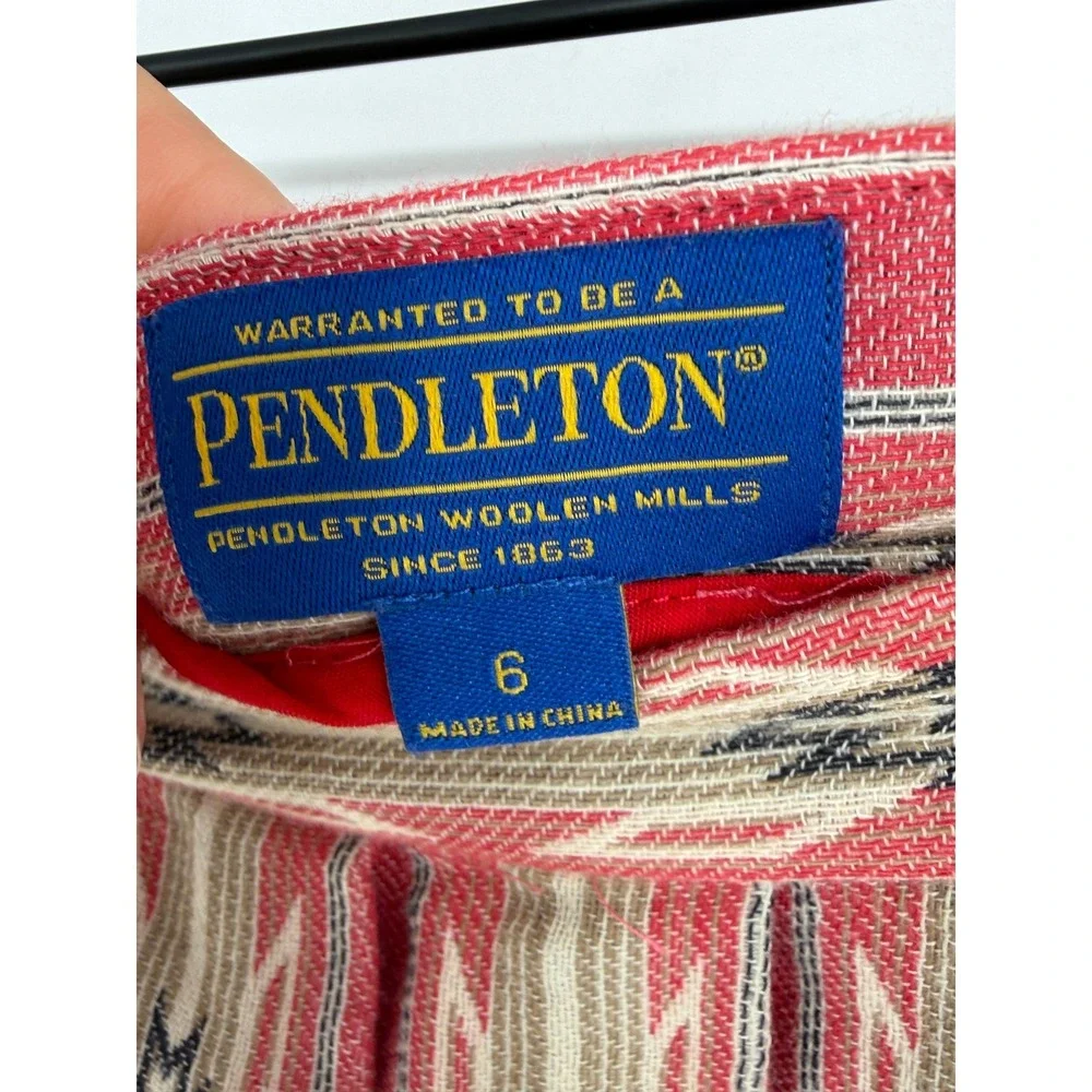 Pendleton Pleated Skirt Womens 6 Red Southwestern Aztec‎ Geometric Cotton Skirt